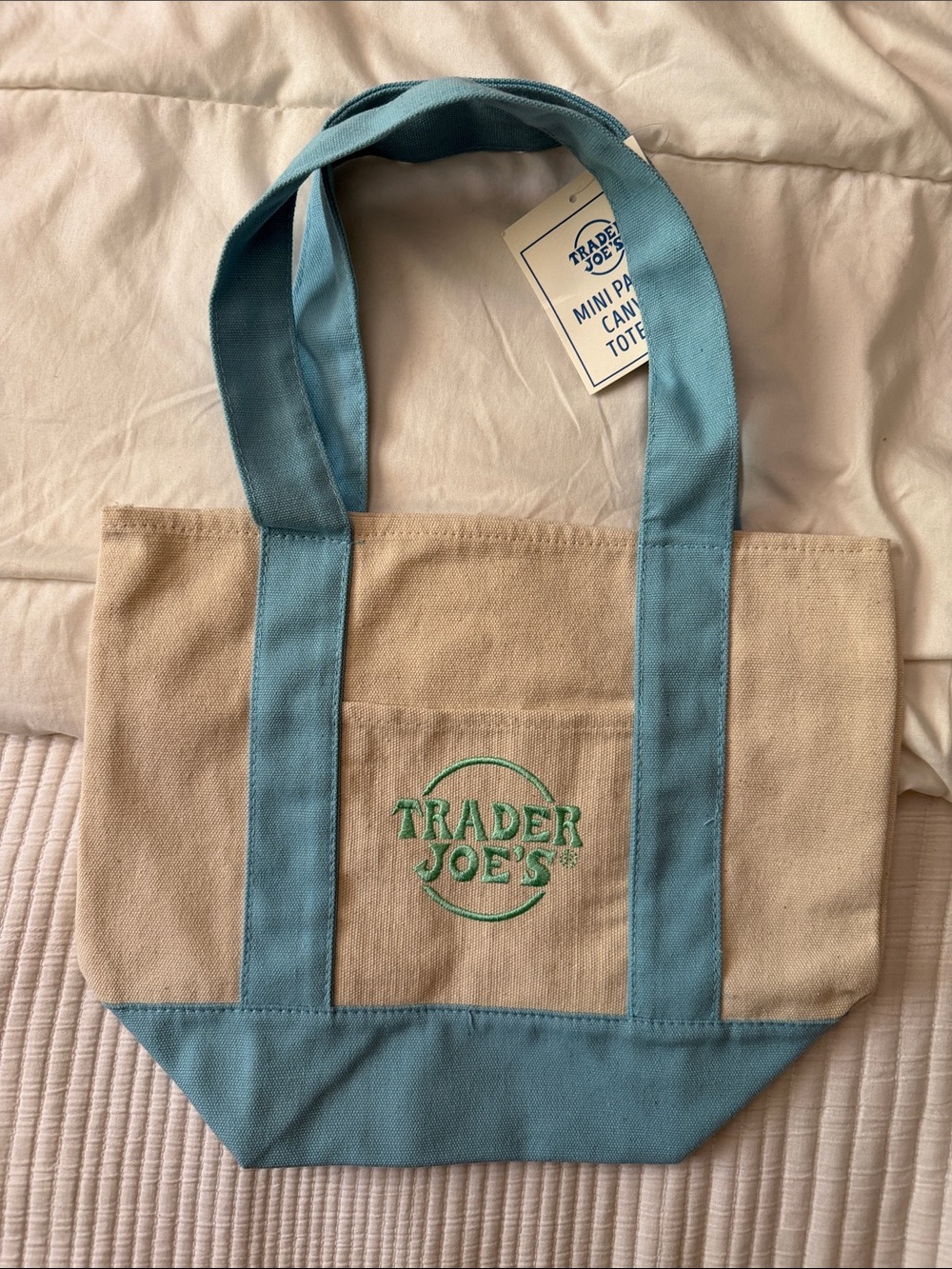 Trader Joe's Canvas Mini Tote - Pastel Blue